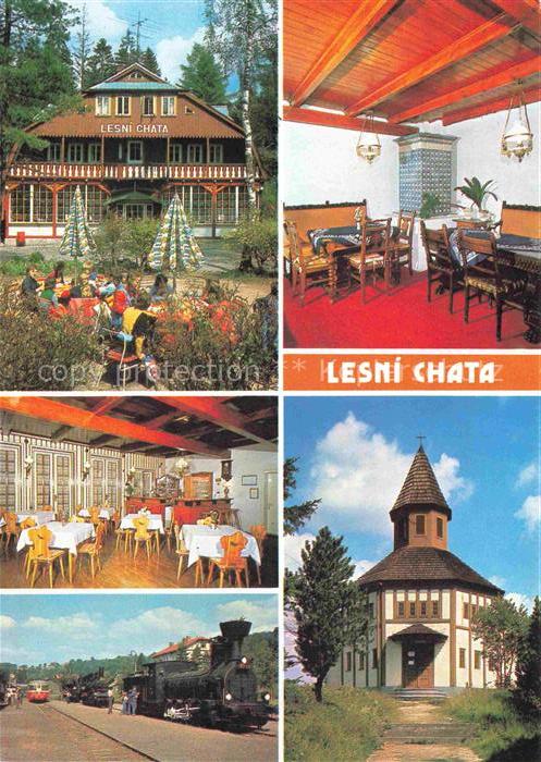 Korenov Wurzelsdorf Isergebirge CZ Lesni Chata Gastraeume Garten Kapelle Dampflo