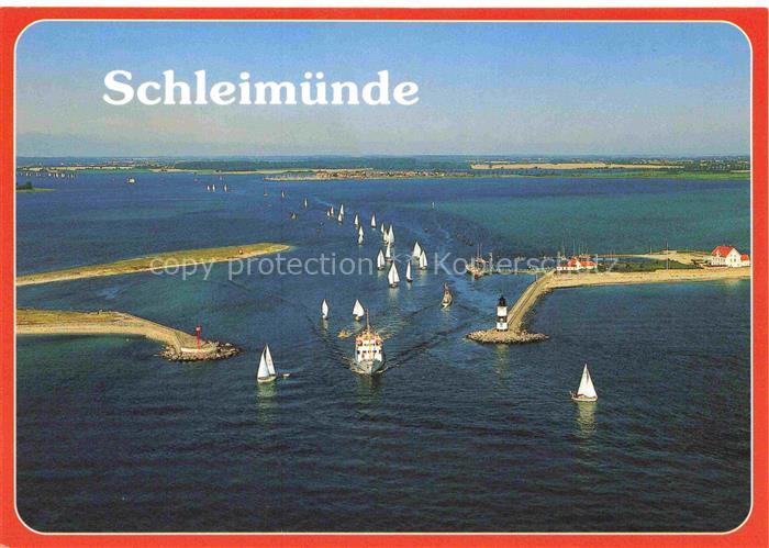 Schleimuende Luebeck Fliegeraufnahme mit Segelregatta