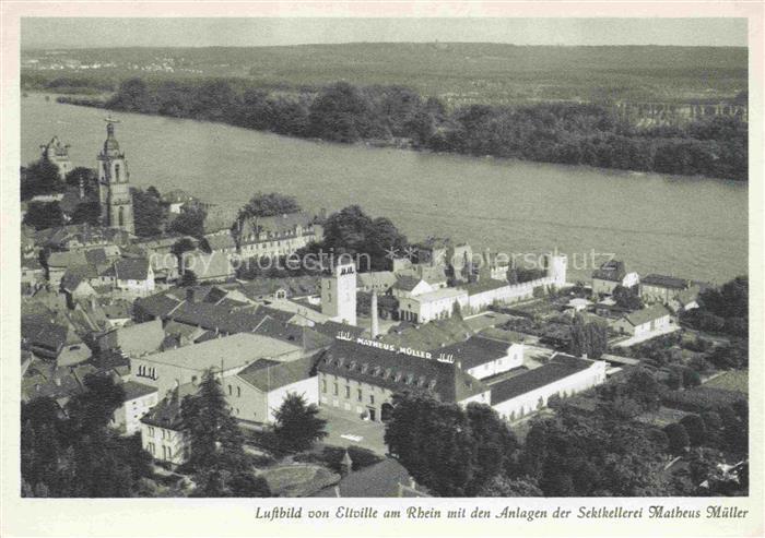 Eltville Rhein Fliegeraufnahme mit den Anlagen der Sektkellerei Matheus Mueller