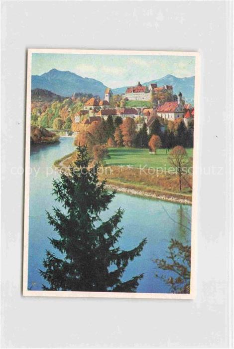 Fuessen am Lech Allgaeu Bayern Panorama mit Schloss