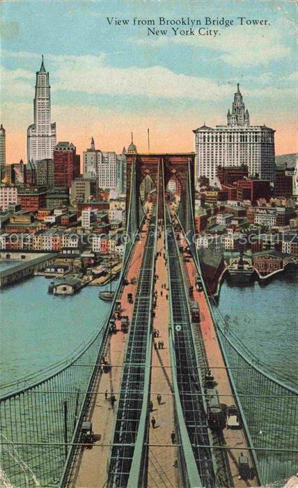 NEW YORK City USA View from Brooklyn Bridge Tower