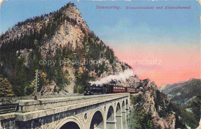 Semmering Niederoesterreich AT Krauselviadukt und Krauseltunnel Dampflok