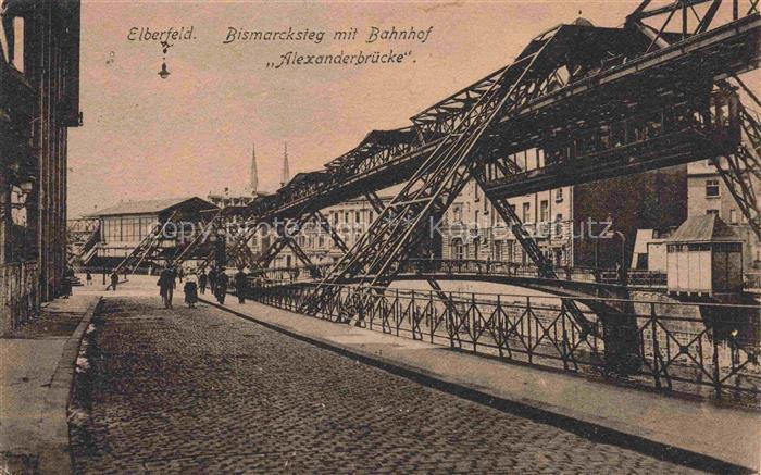 Elberfeld Barmen WUPPERTAL Bismarcksteg mit Bahnhof Alexanderbruecke