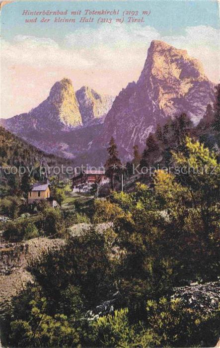 Hinterbaerenbad Kaisertal Tirol AT mit Totenkirchl und der kleinen Halt
