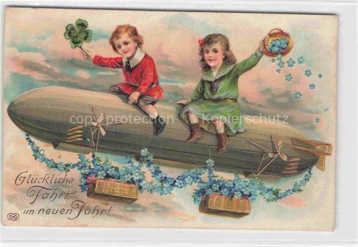 Zeppelin Luftschiff -- Kinder Neu Jahr Kleeblatt EAS