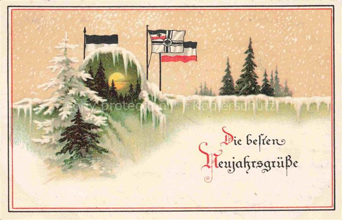 Neujahr Annee New Year Reichsflagge Preussen flage
