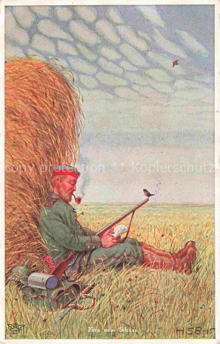 Verlag Primus Nr. 1075 Fern von Schuss Heu Soldat Gewehr Militaria