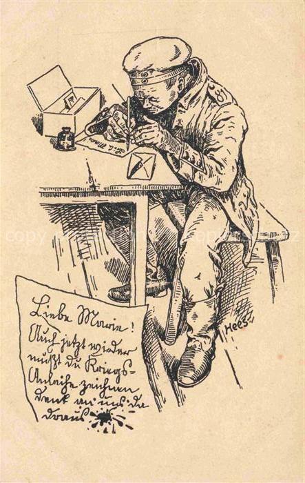 HEES Militaria Kuenstlerkarte Brief schreiben