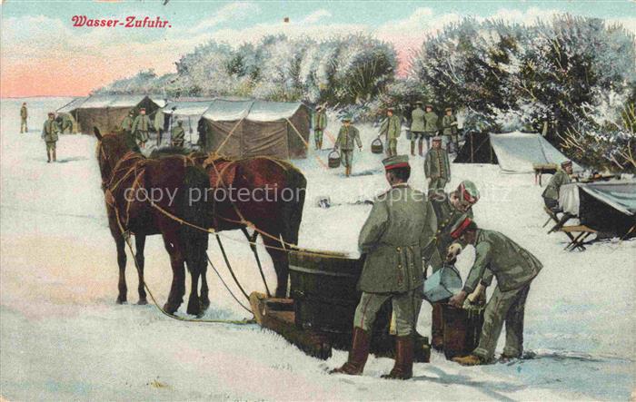 Militaria Soldatenleben Wasser Zufuhr Pferde