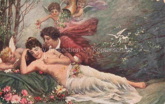 LASKY Kuenstlerkarte Liebestraum Engeln