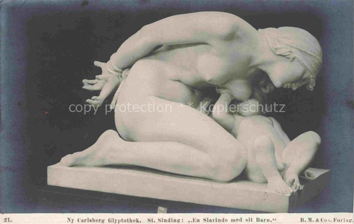 SINDING St. Skulpturen En Slavinde med sit Barn