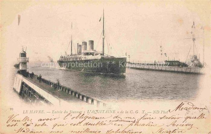 Dampfer Oceanliner Le Havre L Aquitaine