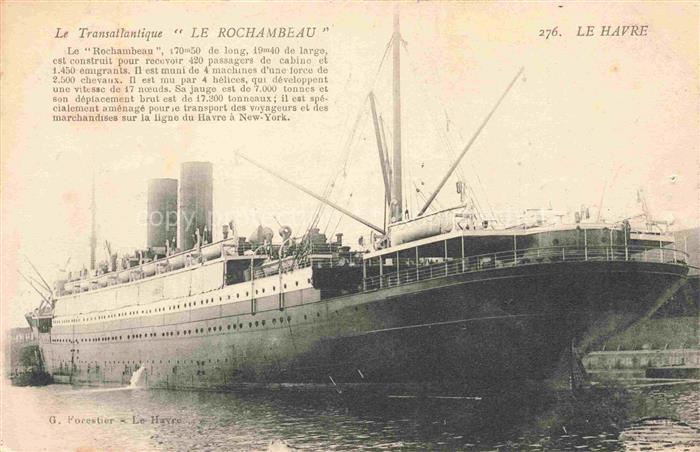 Dampfer Binnenschifffahrt Le Transatlantique Le Rochambeau Le Havre