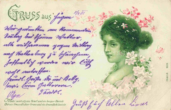 Jugendstil Art Noveau Stile Liberty Modernismo-- Gruss aus Litho