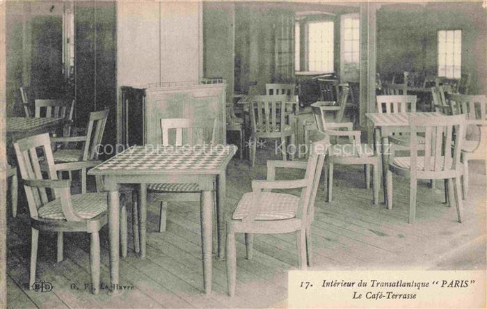 Dampfer Oceanliner Havre Transatlantique Paris Le Cafe Terrasse
