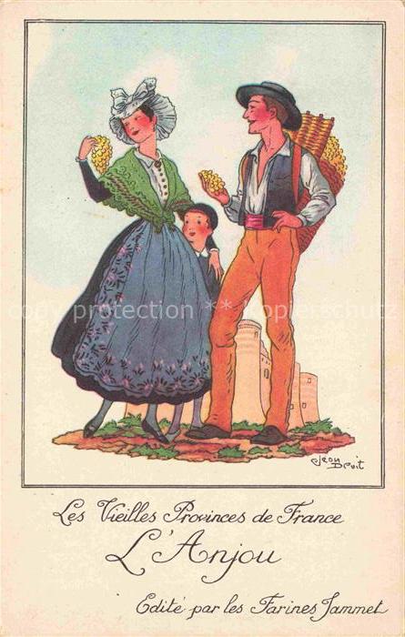 DROIT Jean Kuenstlerkarte Anjou France Farines Maltees Jammet