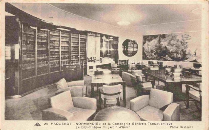 Dampfer Oceanliner Paquebot Normandie Bibliothek