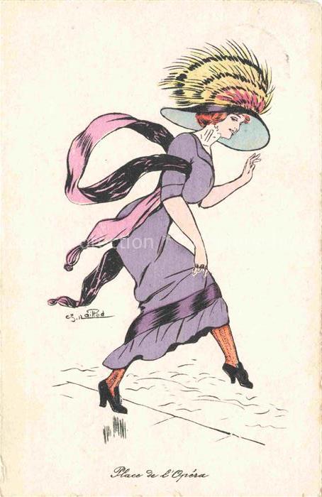 Hutmode Mode-des-Chapeaux Hat-fashion Cappeli Sombreros-- Frau Place de Opera