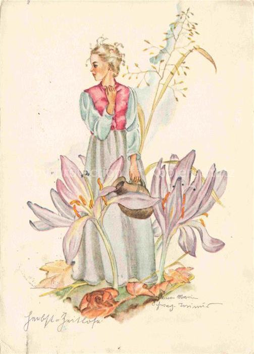 SCHWARZ-TORINUS Anne-Marie Kuenstlerkarte Frau Blumen