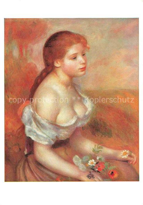 RENOIR Pierre-Auguste (1841-1919) Kuenstlerkarte Nr. 94 Junges Maedchen mit Blum