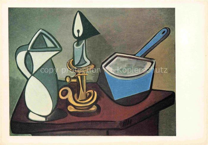 PICAssO Pablo (1881-1973) Kuenstlerkarte Candlestick jug and enamelled
