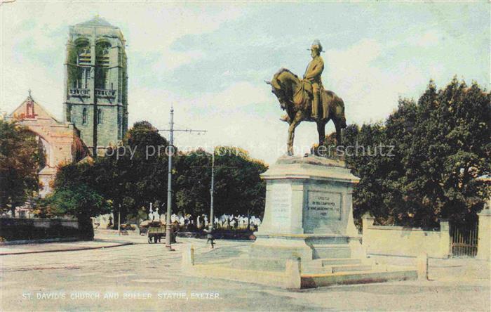 Exeter  UK St Davids Church and Buller Statue