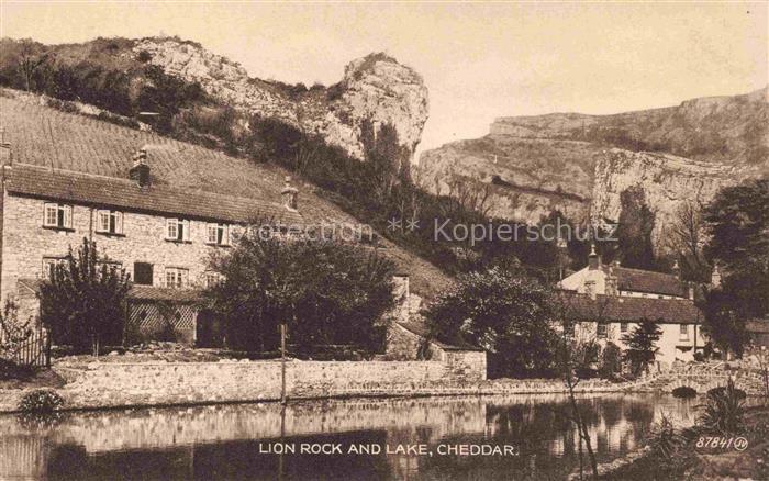 Cheddar Sedgemoor Somerset UK Lion Rock and Lake