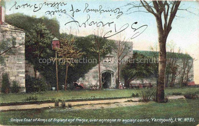 Yarmouth IOW Isle of Wight UK Unique Coat of Arms of England and France over ent