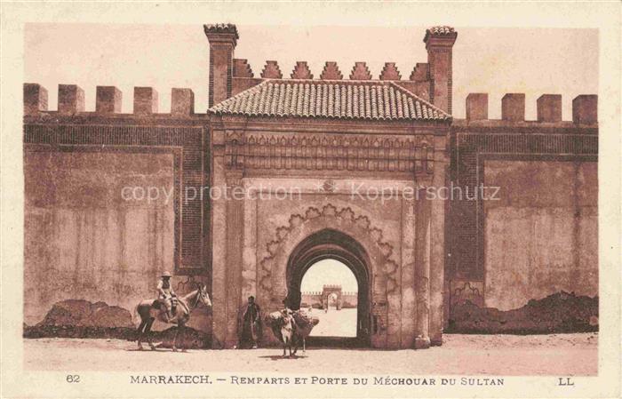 Marrakech Marrakesch Maroc Remparts et Porte du Mechouar du Sultan