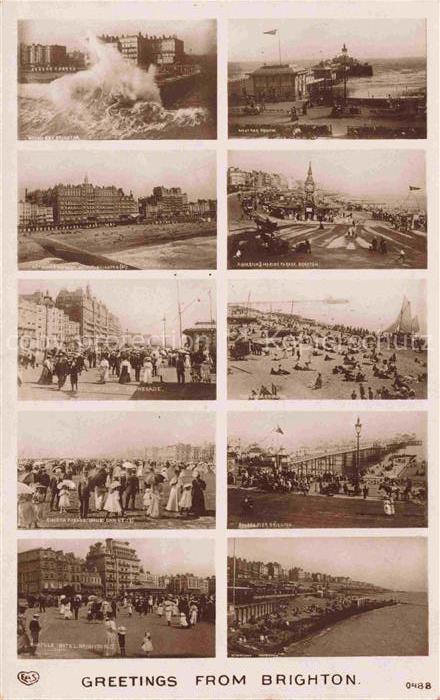 BRIGHTON  East Sussex UK Sturmflut Strand Promenade Teilansichten