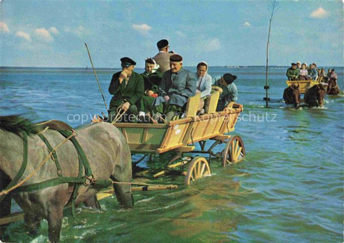 CUXHAVEN Nordseebad Wattwagen im Priel auf der Fahrt nach der Insel Neuwerk