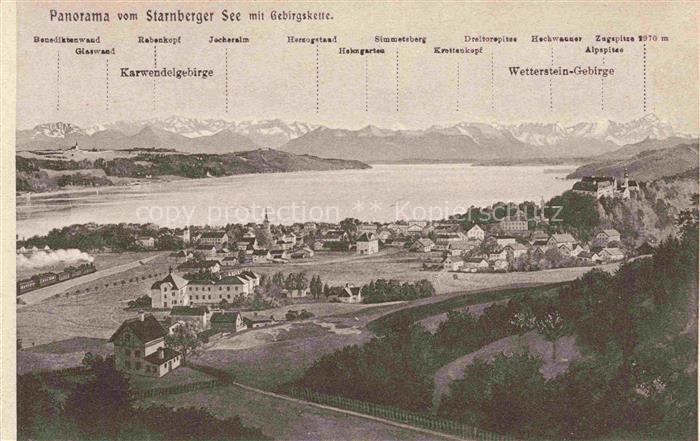 Starnbergersee Starnberg Bayern Gebirgskette Panorama
