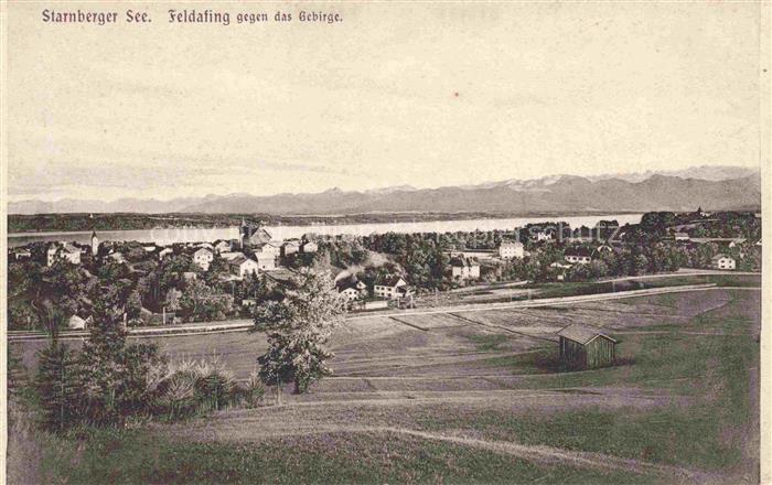 Starnbergersee Starnberg Bayern Feldafing gegen das Gebirge Panorama
