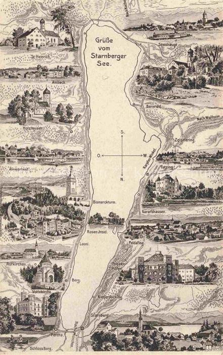 Starnbergersee Starnberg Bayern Landkarte