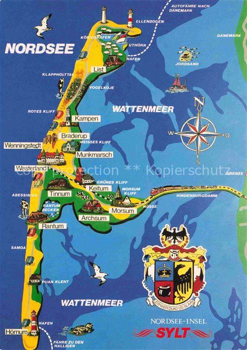 SYLT Insel Schleswig-Holstein Inselkarte