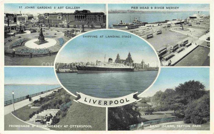 LIVERPOOL  UK St Johns Gardens Pier Head and River Mersey Shipping stage Promena