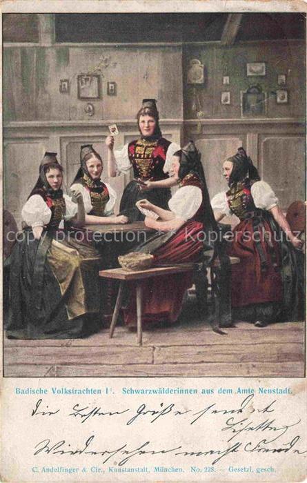 Kartenspiel-Postkarte Jeu de Cartes CPA-- Badische Volkstrachten Schwarzwaelderi