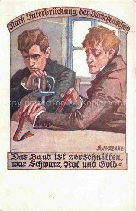 WILKE Karl Alex Kuenstlerkarte Bund der Deutschen Boehmen Schwarz Rot Gold