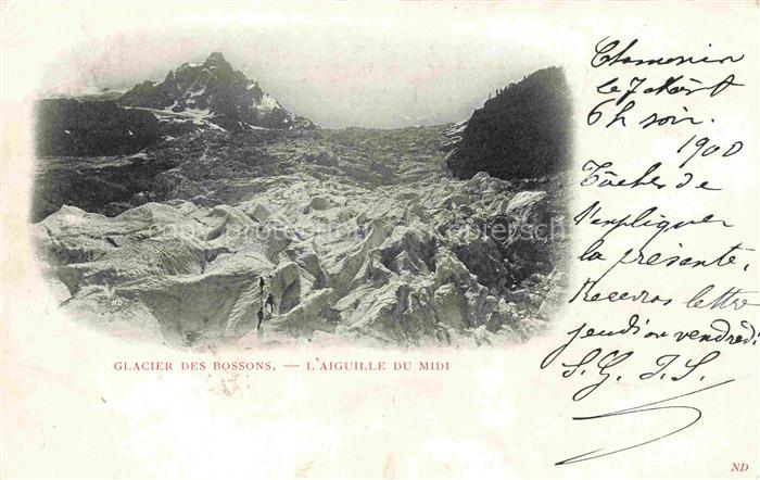 Gletscher Glacier Glaciar Ghiacciaio-- Des Bossons Aiguille du mide