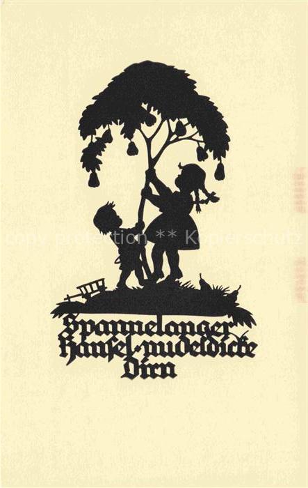 SCHWINDT A. M. Kuenstlerkarte Schattenbild Spannenlager Hansel nudeldicke Dirk