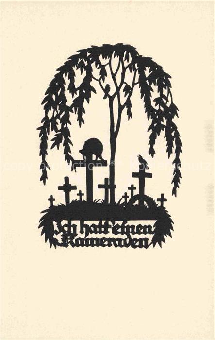 SCHWINDT A. M. Kuenstlerkarte Schattenbild Ich hatt ein Kameraden