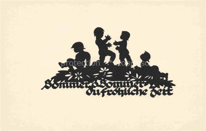 SCHWINDT A. M. Kuenstlerkarte Schattenbild Sommer du froehliche Zeit