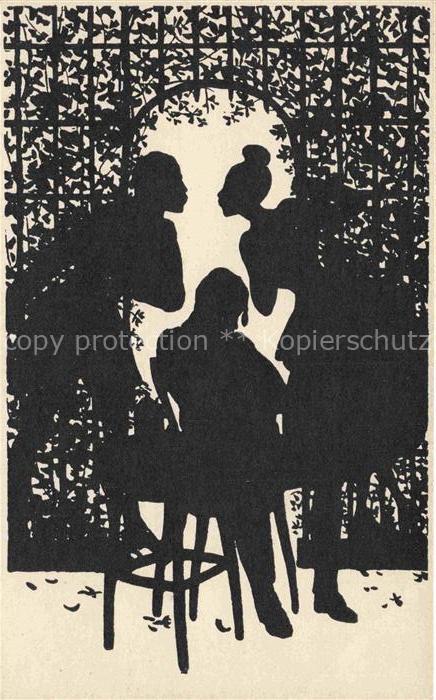 Scherenschnitt-AK SCHATTENBILDKARTE Shadowbolt Mann Frau Kuss