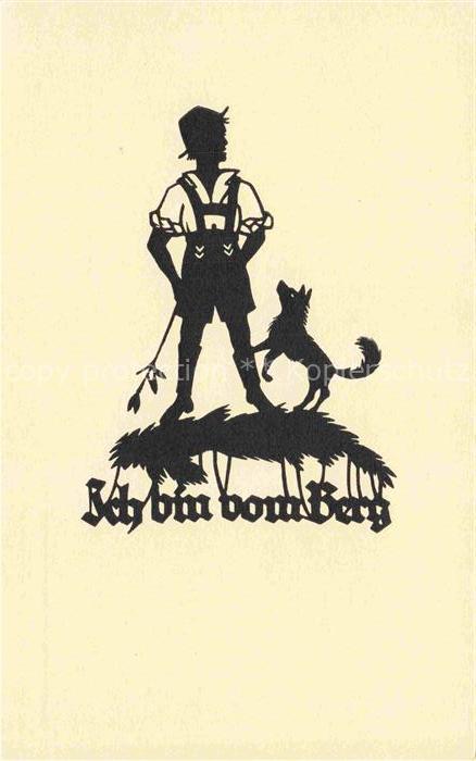 SCHWINDT A. M. Kuenstlerkarte Schattenbild Ich bin von Berg