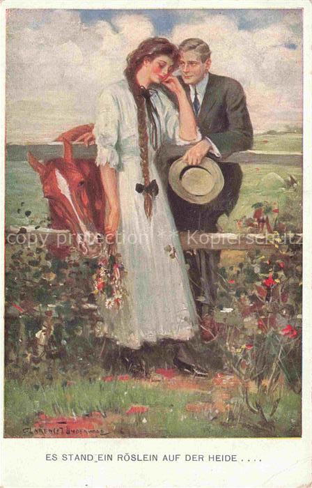 UNDERWOOD Clarence F. (1871-1929) Kuenstlerkarte MUNK Roeslein auf der Heide