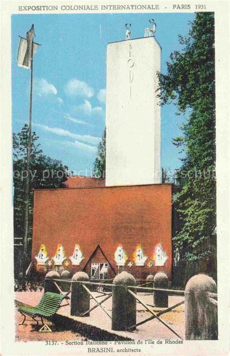 Exposition Coloniale Paris 1931 Pavillon Ile de Rhodes Brasini