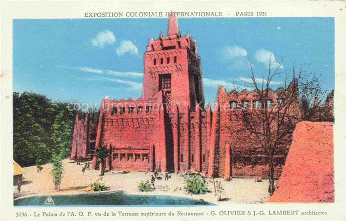 Exposition Coloniale Paris 1931 Palais de A.O.F. Terrasse superieure Restourant