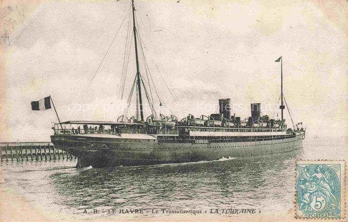 Dampfer Binnenschifffahrt Le Havre La TOURAINE