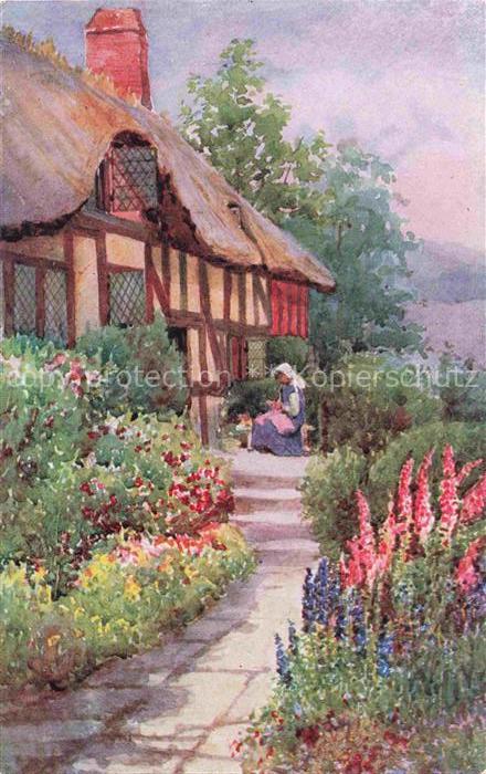 WILMOT Florence N. F. Kuenstlerkarte UK Anne Hathaway Garden