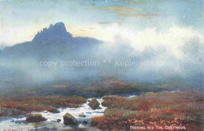 WIMBUSH Henry Bowser (1858-1943) Kuenstlerkarte UK Evening Hey Tor Dartmoor